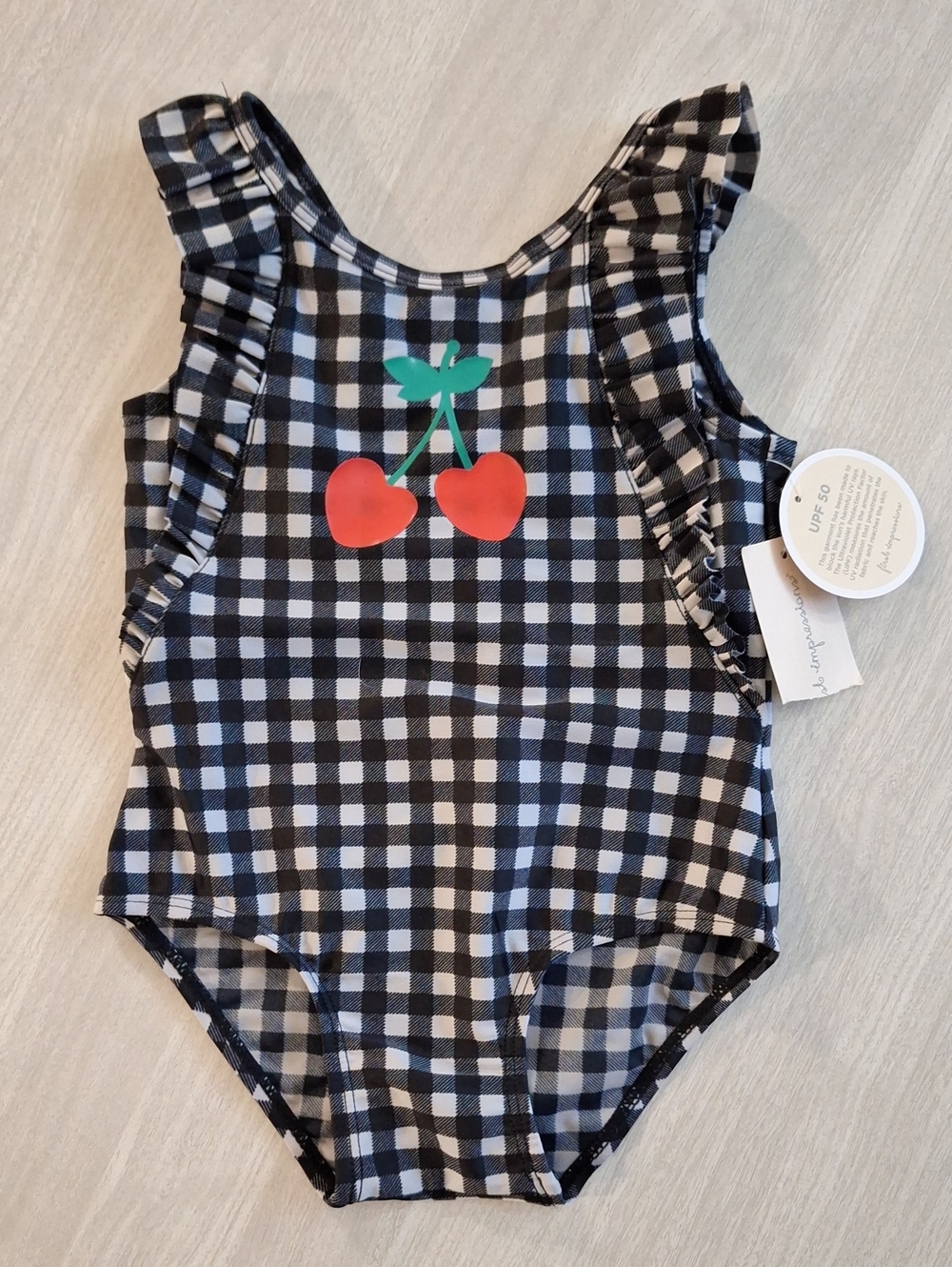 NWT Black Gingham Cherry One-Piece Swimsuit